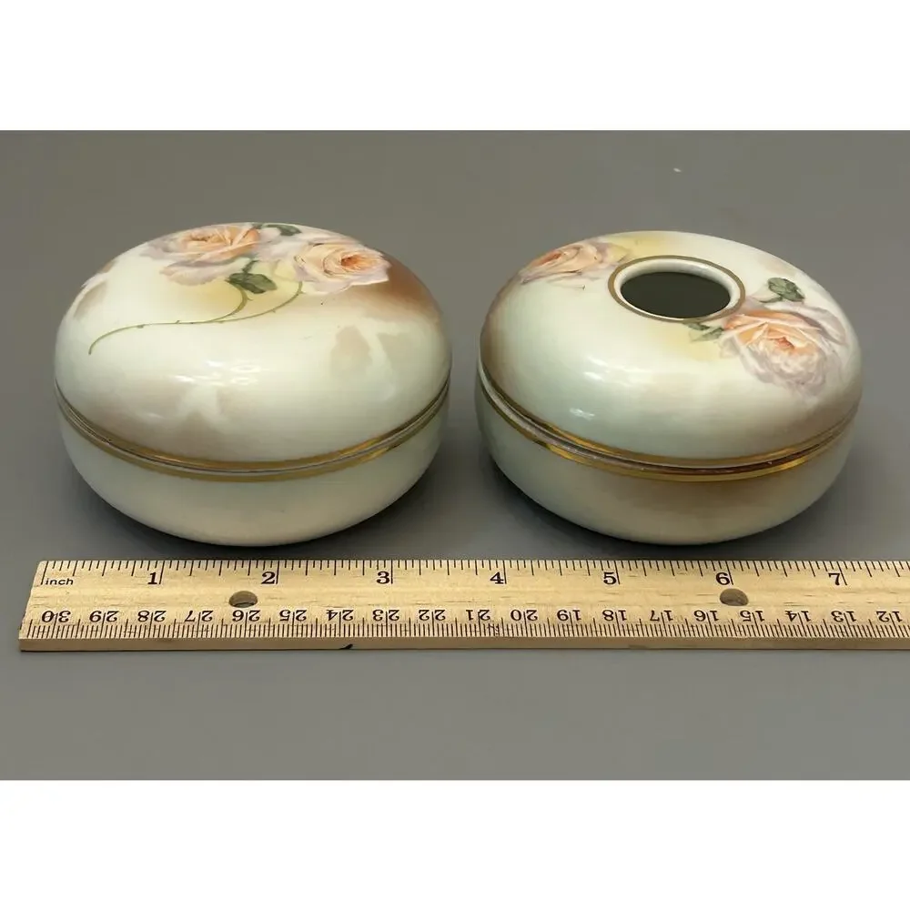Royal Rudolstadt Hair Receiver and Trinket Box Hand Painted Prussia Vanity READ